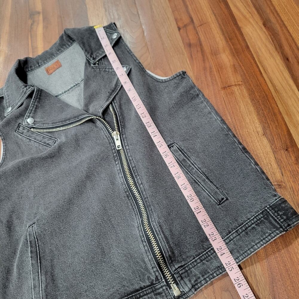 POL Moto Denim Faded Black Gray Denim Offset Zippered Front. Size Small - Picture 6 of 9